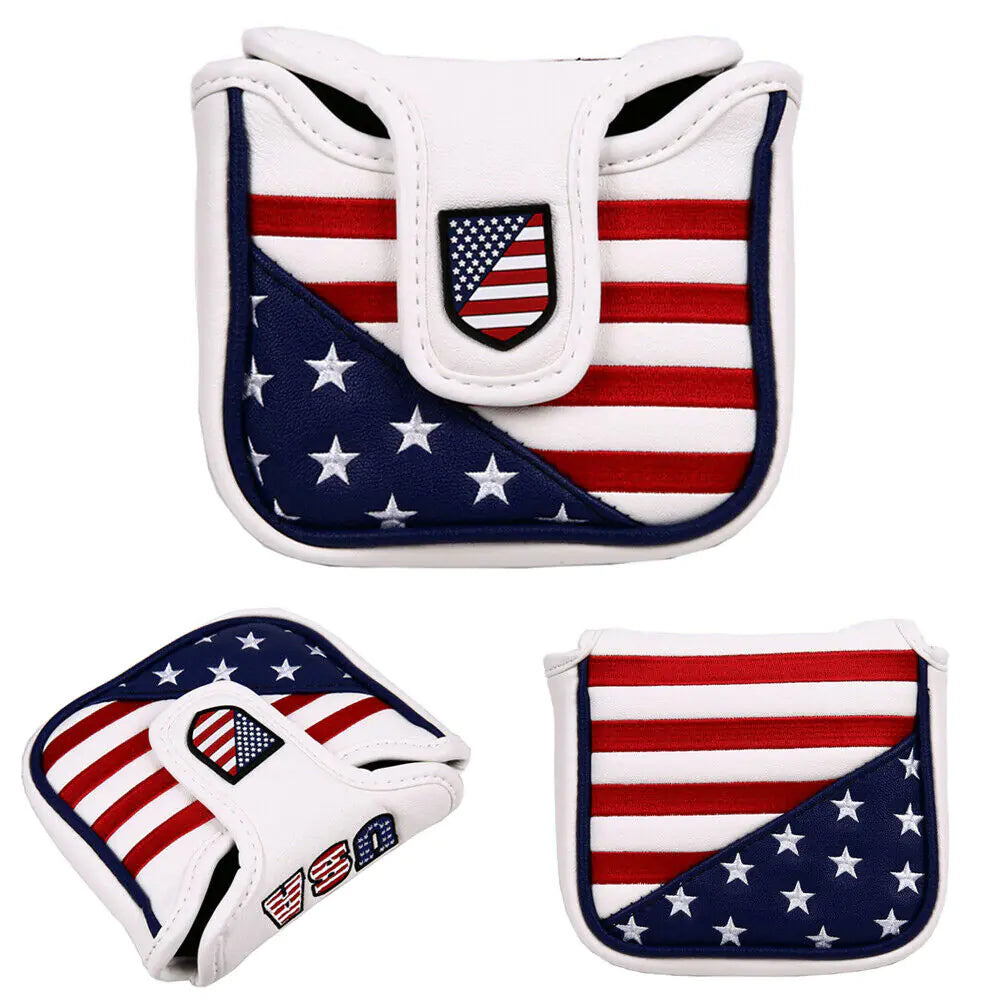 USA Embroidered PU Leather Golf Putter Headcovers