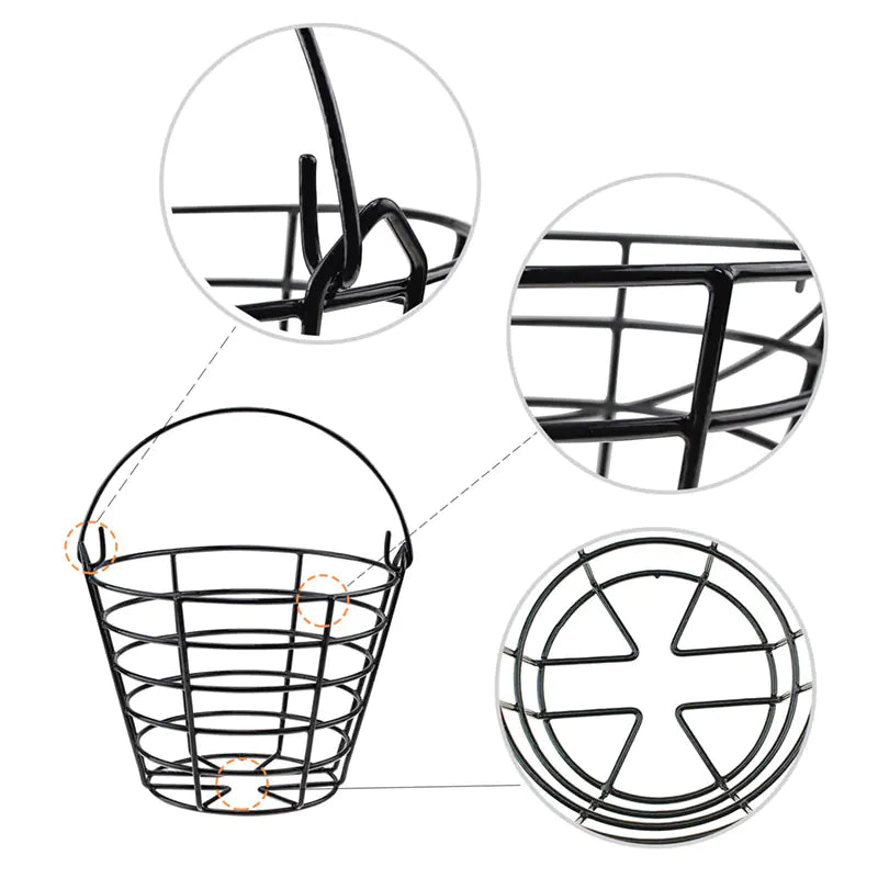 Golf Ball Basket with Frame Holds 50 Balls for Driving Range